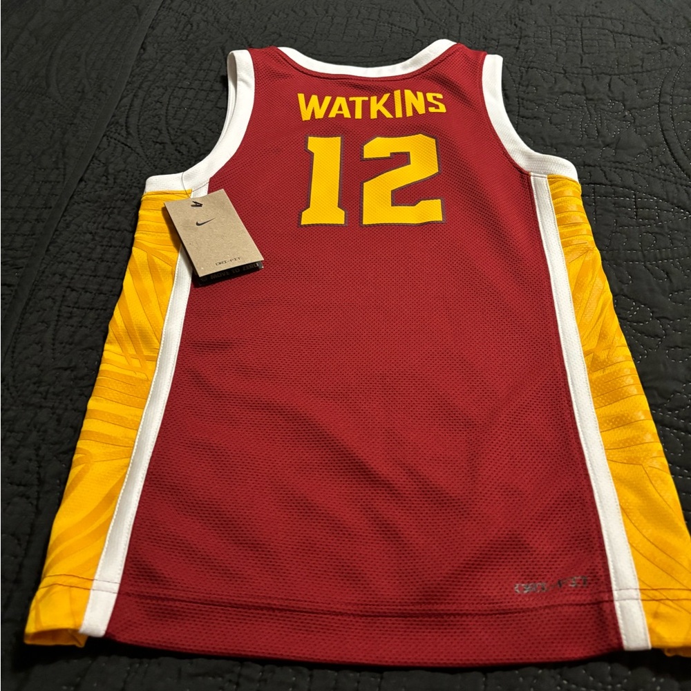 Nike Burgundy and Yellow Kids Basketball Jersey - Picture 2 of 6